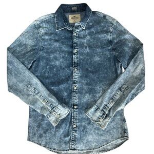 Hollister Acid Wash Denim Button-Down Shirt Size M – Stretch Vintage Inspired